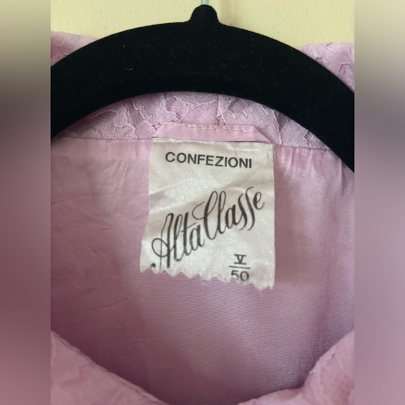 VINTAGE lilac lace jacket with ruffled sleeves and yoke size medium large - Picture 3 of 6